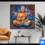 Bild Edelstahloptik Buddha In Meditation Quadrat Produktvorschau mit dem Bild Buddha in Meditation im Format Quadrat.