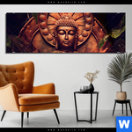 Bild Edelstahloptik Buddha Lotusbluete Panorama Produktvorschau mit dem Bild Buddha & Lotusblüte im Format Panorama.
