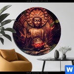 Bild Edelstahloptik Buddha Lotusbluete Rund Produktvorschau mit dem Bild Buddha & Lotusblüte im Format Rund.