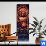 Bild Edelstahloptik Buddha Lotusbluete Schmal Produktvorschau mit dem Bild Buddha & Lotusblüte im Format Schmal.