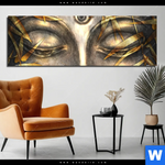 Bild Edelstahloptik Buddha Silber Gold Panorama Produktvorschau mit dem Bild Buddha Silber & Gold im Format Panorama.