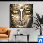Bild Edelstahloptik Buddha Silber Gold Quadrat Produktvorschau mit dem Bild Buddha Silber & Gold im Format Quadrat.