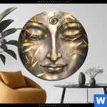 Bild Edelstahloptik Buddha Silber Gold Rund Produktvorschau mit dem Bild Buddha Silber & Gold im Format Rund.