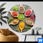 Bild Edelstahloptik Bunte Gewuerze In Holzloeffeln Rund Produktvorschau mit dem Bild Bunte Gewürze in Holzlöffeln im Format Rund.