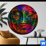 Bild Edelstahloptik Bunter Buddha Rund Produktvorschau mit dem Bild Bunter Buddha im Format Rund.