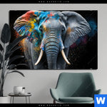 Bild Edelstahloptik Bunter Elefant Querformat Produktvorschau mit dem Bild Bunter Elefant im Format Querformat.