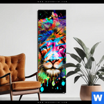 Bild Edelstahloptik Bunter Loewe Schwarz Schmal Produktvorschau mit dem Bild Bunter Löwe Schwarz im Format Schmal.