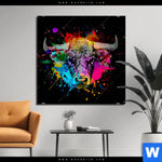 Bild Edelstahloptik Bunter Stier Schwarz Quadrat Produktvorschau mit dem Bild Bunter Stier Schwarz im Format Quadrat.