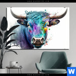 Bild Edelstahloptik Bunter Stierkopf Querformat Produktvorschau mit dem Bild Bunter Stierkopf im Format Querformat.