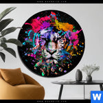 Bild Edelstahloptik Bunter Tiger Schwarz Rund Produktvorschau mit dem Bild Bunter Tiger Schwarz im Format Rund.