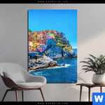Bild Edelstahloptik Buntes Dorf Manarola Hochformat Produktvorschau mit dem Bild Buntes Dorf Manarola im Format Hochformat.