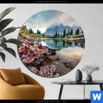 Bild Edelstahloptik Dramatischer Morgenblick Am See Rund Produktvorschau mit dem Bild Dramatischer Morgenblick am See im Format Rund.