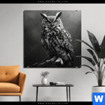 Bild Edelstahloptik Duestere Eleganz Der Eule Quadrat Produktvorschau mit dem Bild Düstere Eleganz der Eule im Format Quadrat.