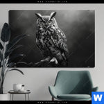 Bild Edelstahloptik Duestere Eleganz Der Eule Querformat Produktvorschau mit dem Bild Düstere Eleganz der Eule im Format Querformat.