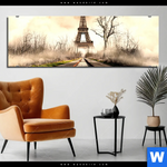 Bild Edelstahloptik Eifelturm Am Abstellgleis Panorama Produktvorschau mit dem Bild Eifelturm am Abstellgleis im Format Panorama.