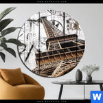 Bild Edelstahloptik Eifelturm Shabby Stil Rund Produktvorschau mit dem Bild Eifelturm Shabby Stil im Format Rund.
