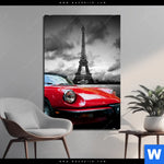 Bild Edelstahloptik Eiffelturm Rotes Auto Hochformat Produktvorschau mit dem Bild Eiffelturm & Rotes Auto im Format Hochformat.