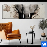 Bild Edelstahloptik Elefant Bricht Durch Mauer Panorama Produktvorschau mit dem Bild Elefant bricht durch Mauer im Format Panorama.