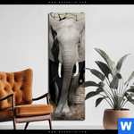 Bild Edelstahloptik Elefant Bricht Durch Mauer Schmal Produktvorschau mit dem Bild Elefant bricht durch Mauer im Format Schmal.