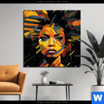 Bild Edelstahloptik Erzoernte Frau Quadrat Produktvorschau mit dem Bild Erzörnte Frau im Format Quadrat.