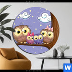 Bild Edelstahloptik Eulenfamilie Rund Produktvorschau mit dem Bild Eulenfamilie im Format Rund.