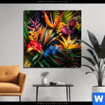 Bild Edelstahloptik Exotische Tropische Pflanzen Quadrat Produktvorschau mit dem Bild Exotische tropische Pflanzen im Format Quadrat.