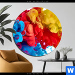 Bild Edelstahloptik Farbe Im Wasser Bunt Rund Produktvorschau mit dem Bild Farbe im Wasser - bunt im Format Rund.