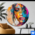 Bild Edelstahloptik Farbexplosion Portraet Lola Rund Produktvorschau mit dem Bild Farbexplosion - Porträt Lola im Format Rund.