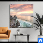 Bild Edelstahloptik Felsen Am Meer Quadrat Produktvorschau mit dem Bild Felsen am Meer im Format Quadrat.