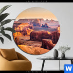 Bild Edelstahloptik Felsen Bei Sonnenuntergang Rund Produktvorschau mit dem Bild Felsen bei Sonnenuntergang im Format Rund.