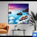 Bild Edelstahloptik Felsen Im Meer Quadrat Produktvorschau mit dem Bild Felsen im Meer im Format Quadrat.