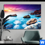 Bild Edelstahloptik Felsen Im Meer Querformat Produktvorschau mit dem Bild Felsen im Meer im Format Querformat.