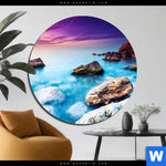 Bild Edelstahloptik Felsen Im Meer Rund Produktvorschau mit dem Bild Felsen im Meer im Format Rund.