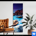 Bild Edelstahloptik Felsen Im Meer Schmal Produktvorschau mit dem Bild Felsen im Meer im Format Schmal.