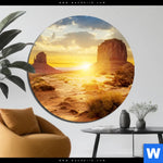 Bild Edelstahloptik Felsen In Wueste Rund Produktvorschau mit dem Bild Felsen in Wüste im Format Rund.