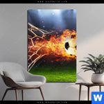 Bild Edelstahloptik Feuriger Fussball Hochformat Produktvorschau mit dem Bild Feuriger Fussball im Format Hochformat.