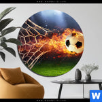 Bild Edelstahloptik Feuriger Fussball Rund Produktvorschau mit dem Bild Feuriger Fussball im Format Rund.