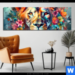 Bild Edelstahloptik Floraler Loewe Panorama Produktvorschau mit dem Bild Floraler Löwe im Format Panorama.