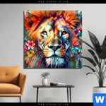 Bild Edelstahloptik Floraler Loewe Quadrat Produktvorschau mit dem Bild Floraler Löwe im Format Quadrat.