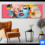 Bild Edelstahloptik Florales Frauenportraet Erika Panorama Produktvorschau mit dem Bild Florales Frauenporträt - Erika im Format Panorama.