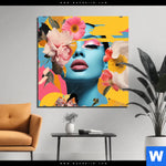 Bild Edelstahloptik Florales Frauenportraet Erika Quadrat Produktvorschau mit dem Bild Florales Frauenporträt - Erika im Format Quadrat.