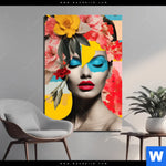 Bild Edelstahloptik Florales Frauenportraet Fiona Hochformat Produktvorschau mit dem Bild Florales Frauenporträt - Fiona im Format Hochformat.