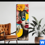 Bild Edelstahloptik Florales Frauenportraet Fiona Schmal Produktvorschau mit dem Bild Florales Frauenporträt - Fiona im Format Schmal.