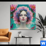 Bild Edelstahloptik Florales Frauenportraet Miona Quadrat Produktvorschau mit dem Bild Florales Frauenporträt - Miona im Format Quadrat.