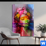 Bild Edelstahloptik Florales Frauenportraet Rosalie Hochformat Produktvorschau mit dem Bild Florales Frauenporträt - Rosalie im Format Hochformat.