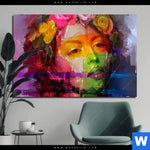 Bild Edelstahloptik Florales Frauenportraet Rosalie Querformat Produktvorschau mit dem Bild Florales Frauenporträt - Rosalie im Format Querformat.