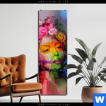 Bild Edelstahloptik Florales Frauenportraet Rosalie Schmal Produktvorschau mit dem Bild Florales Frauenporträt - Rosalie im Format Schmal.