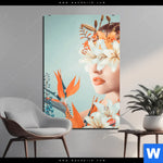 Bild Edelstahloptik Florales Frauenportraet Viola Hochformat Produktvorschau mit dem Bild Florales Frauenporträt - Viola im Format Hochformat.