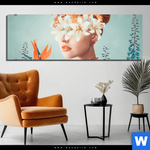 Bild Edelstahloptik Florales Frauenportraet Viola Panorama Produktvorschau mit dem Bild Florales Frauenporträt - Viola im Format Panorama.
