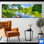 Bild Edelstahloptik Flusslandschaft Panorama Produktvorschau mit dem Bild Flusslandschaft im Format Panorama.
